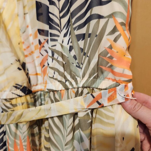 Lane Bryant Women's Size 20 Tropical Print Ruffle Maxi Dress Elastic Waist - Picture 10 of 11